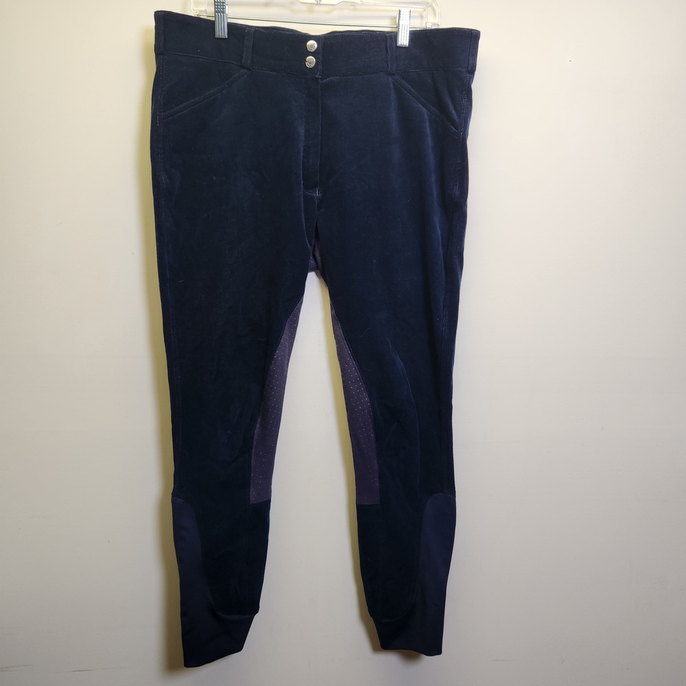 Dover Saddlery Huntfield Corduroy Breeches Sz 34 Navy Full Seat Cotton Spandex